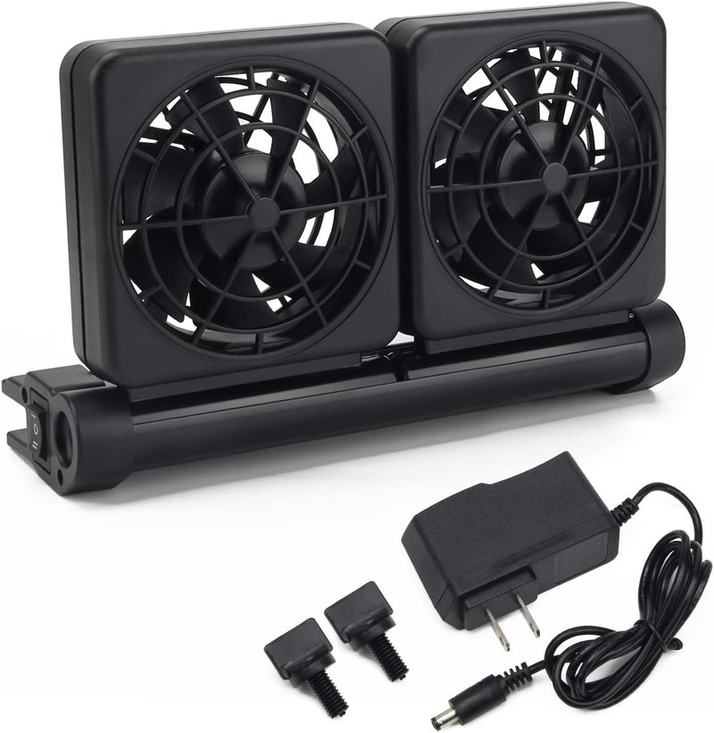 Liveek Aquarium Fan 2 3 4 Heads, Aquarium Chillers Cooling Fan Adjustable Fish Tank Cooling Fan with 2 Wind Speed Fan for Water Tank, Aquarium Tank Chiller (2 Head) - Image 1